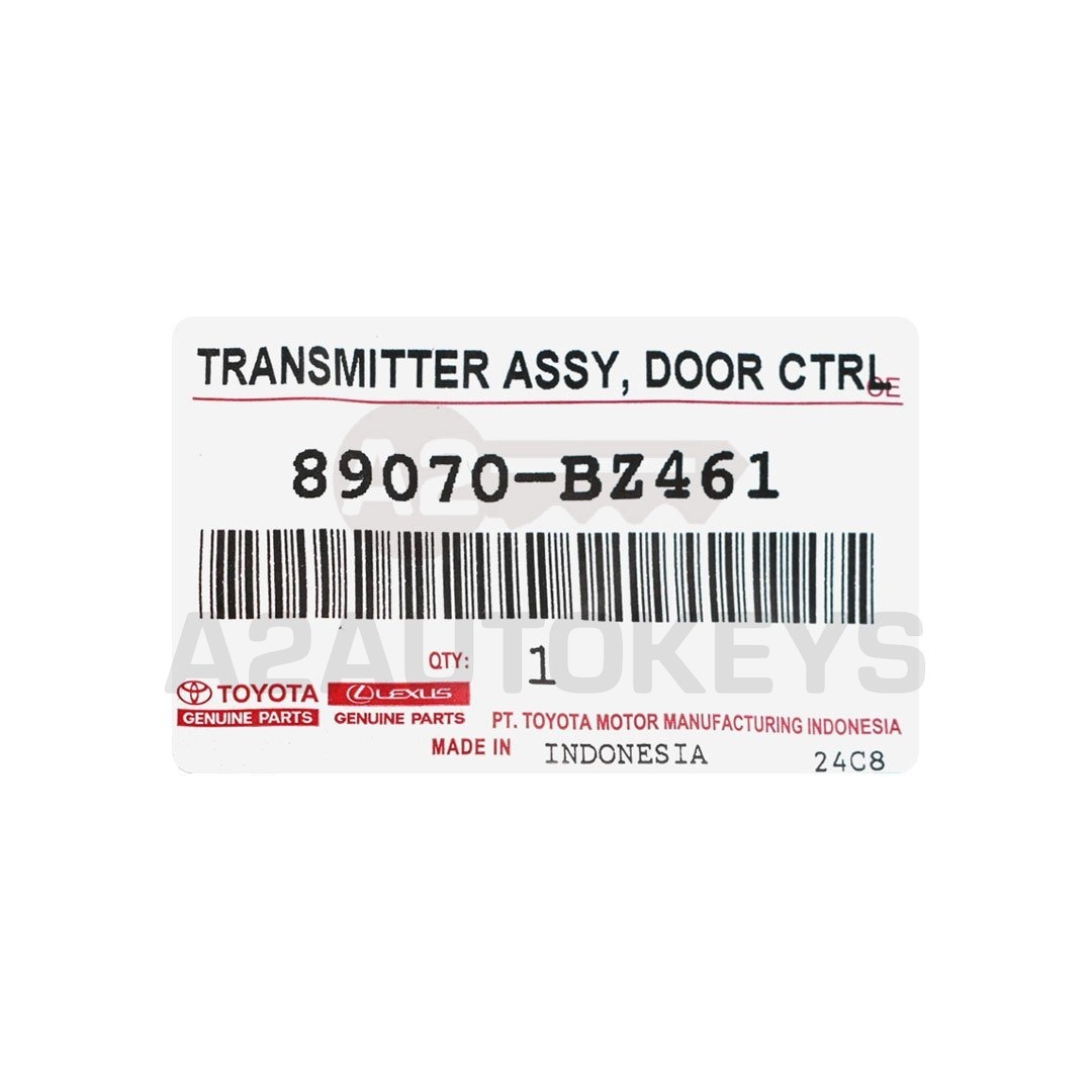 Toyota Raize 2023 Genuine Remote Key 2 Buttons 433MHz 89070-BZ461 / 89070-BZ462 / 89070-BZ460