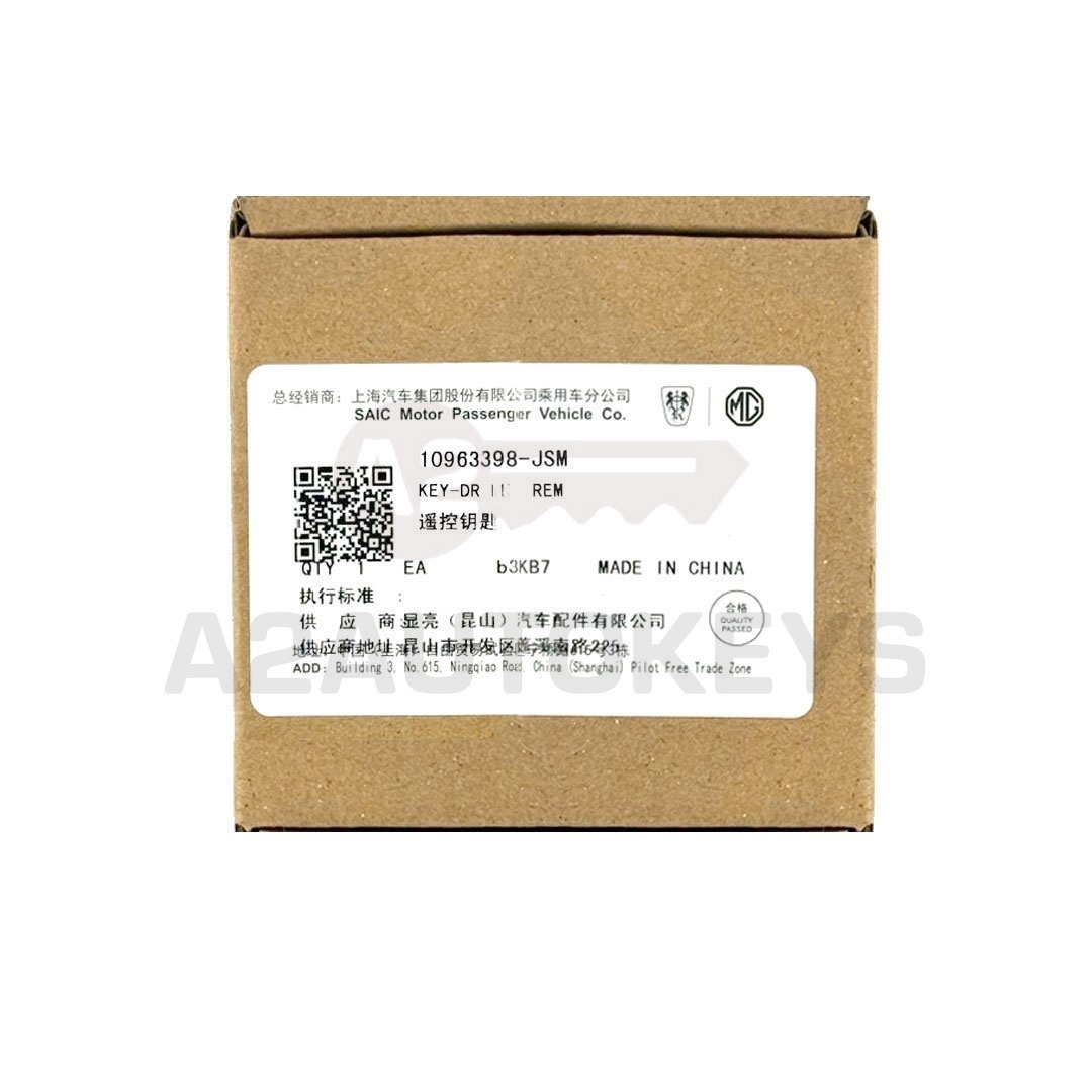 MG EHS, EZS, HS, RX5, WHALE Genuine Smart Remote Key 3 Buttons 433MHz 10963398-JSM Blue