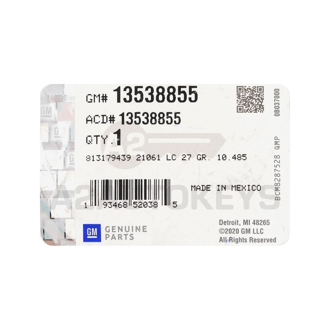 Chevrolet Corvette 2020-2025 Genuine Smart Remote Key 5+1 Buttons 315MHz 13538855 / 13535127 / 13523804 / 13536986