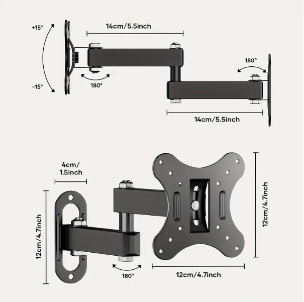 Monitor LCD LCD Swing Hanger de 14-27 pulgadas de colgador LCD LCD Soporte de rotación de soporte de rotación