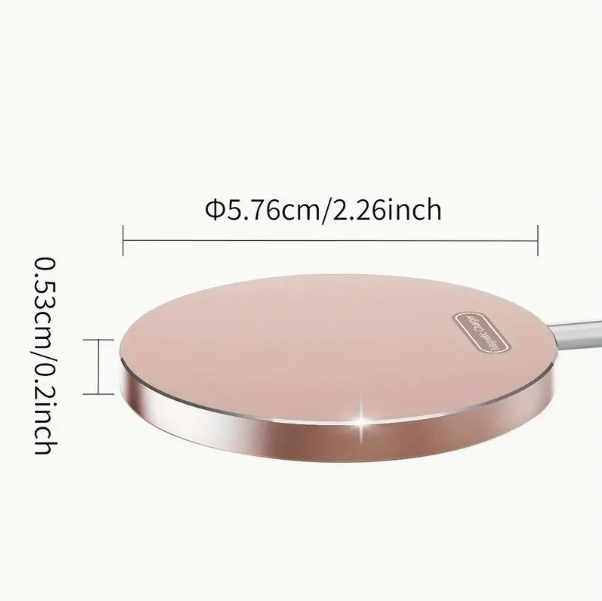 Cargador inalámbrico magnético de aleación de aluminio compatible con carga rápida QI, cargador inalámbrico magnético ultrafino dos en uno de 15 W