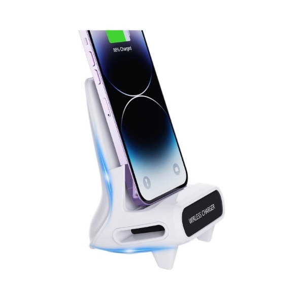 Amplificador de silla de 15 W, cargador inalámbrico de escritorio, cargador rápido inalámbrico vertical, soporte universal para teléfono móvil.