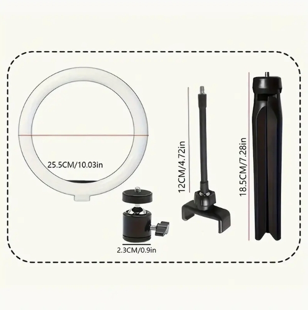 Trípode de escritorio de 10 pulgadas para luz de relleno, iluminación de belleza para fotografía, trípode para video selfie