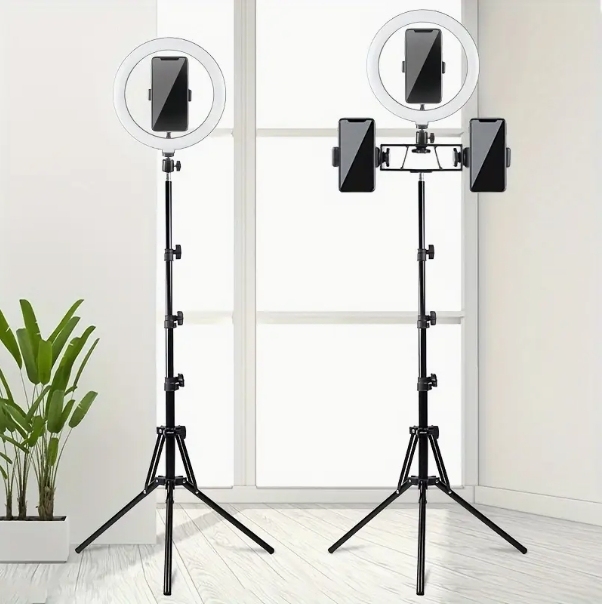 Lámpara plegable inversa de 1.8 metros con lámpara de relleno de luz suave de 10 pulgadas Lámpara de anillo de luz en vivo Soporte de trípode