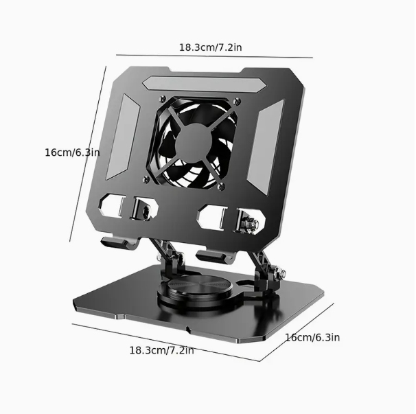 Soporte para tableta con disipación de calor, base giratoria plegable de acero al carbono con radiador