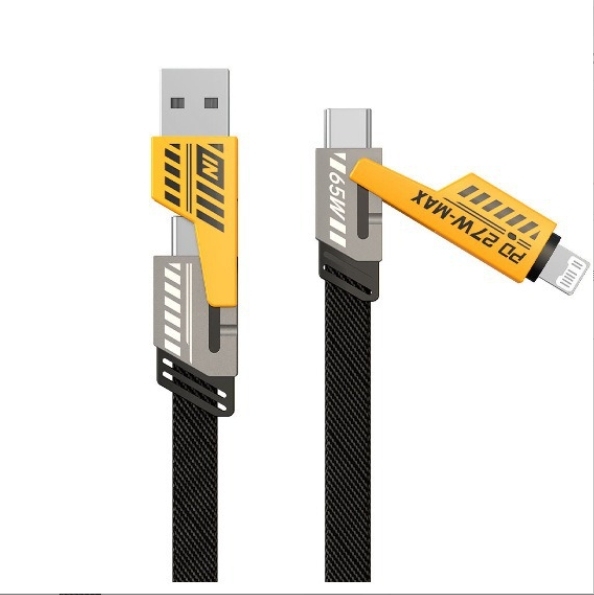 Cable de datos Mecha 4 en 1, cable de carga súper rápida tipo C para tableta 2 a 2, para montar en automóvil