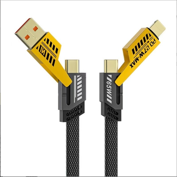 Cable de datos Mecha 4 en 1, cable de carga súper rápida tipo C para tableta 2 a 2, para montar en automóvil