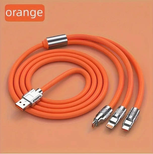 Cable de carga tres en uno, carga rápida, cable de datos uno a tres, mecha, aleación de zinc, cable de carga para teléfono móvil.