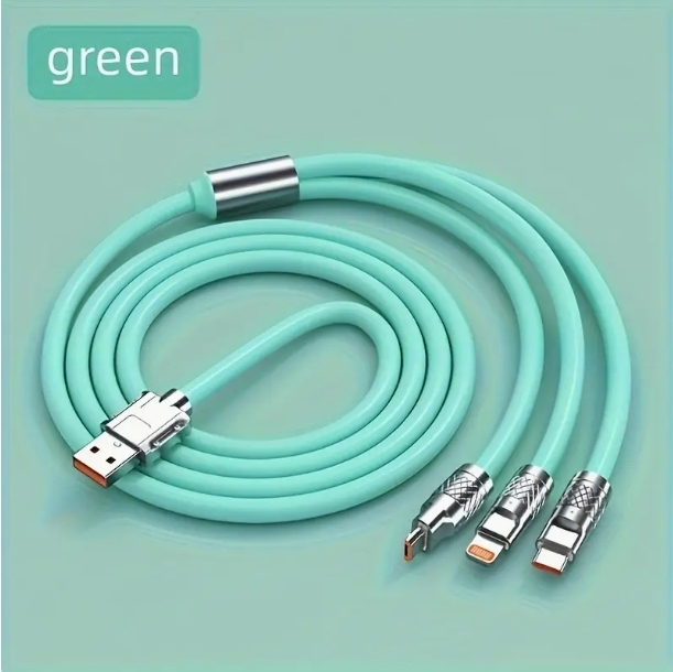 Cable de carga tres en uno, carga rápida, cable de datos uno a tres, mecha, aleación de zinc, cable de carga para teléfono móvil.