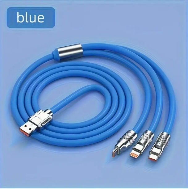 Cable de carga tres en uno, carga rápida, cable de datos uno a tres, mecha, aleación de zinc, cable de carga para teléfono móvil.