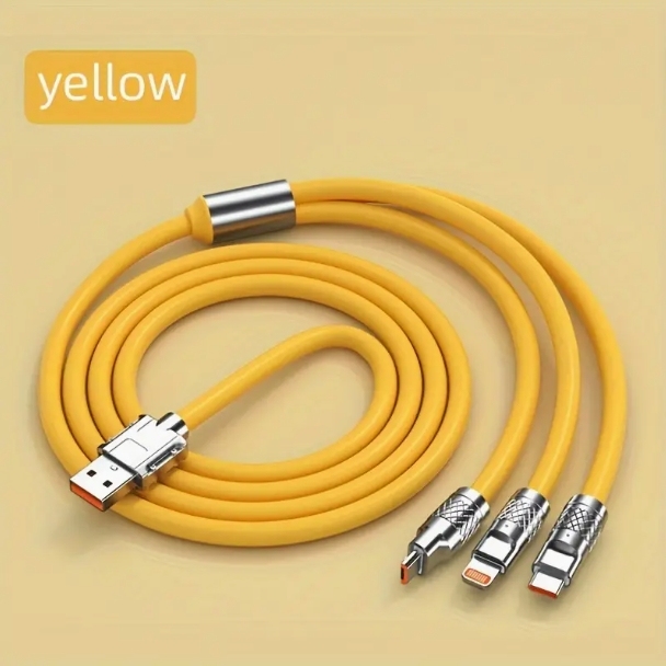 Cable de carga tres en uno, carga rápida, cable de datos uno a tres, mecha, aleación de zinc, cable de carga para teléfono móvil.