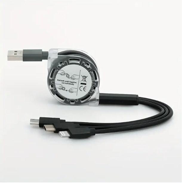 Cable de datos retráctil para teléfono móvil de uno a tres cables de carga universal de regalo tres en uno cable de carga rápida