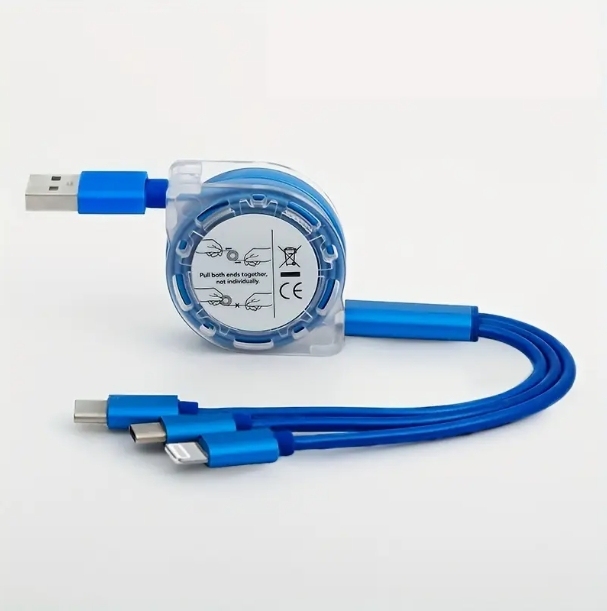Cable de datos retráctil para teléfono móvil de uno a tres cables de carga universal de regalo tres en uno cable de carga rápida