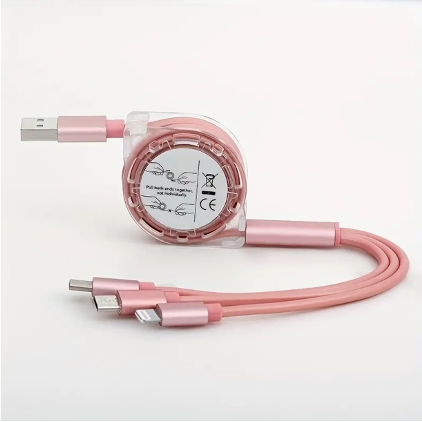 Cable de datos retráctil para teléfono móvil de uno a tres cables de carga universal de regalo tres en uno cable de carga rápida