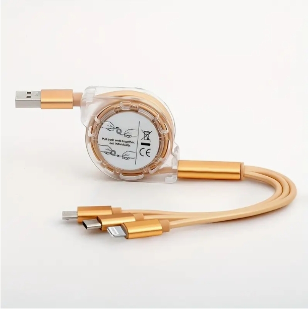 Cable de datos retráctil para teléfono móvil de uno a tres cables de carga universal de regalo tres en uno cable de carga rápida
