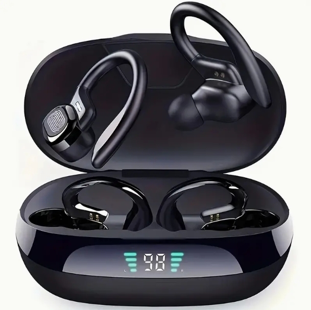 Auriculares Bluetooth SP16 con gancho para la oreja, para deportes de running, con batería de larga duración, pantalla digital y reducción de ruido.