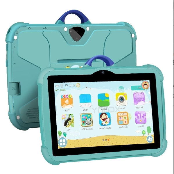 Tableta infantil C7 de 7 pulgadas con Android 14, pantalla IPS a prueba de explosiones, versión WFI, idioma universal global, minijuegos