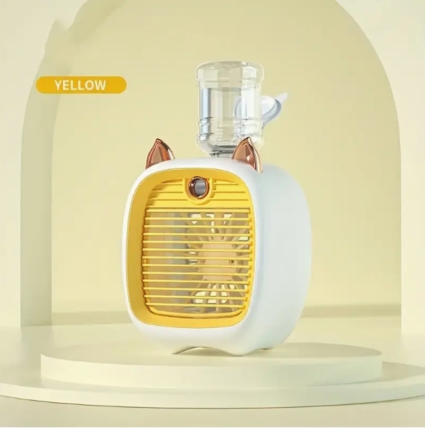 Ventilador en aerosol Little Fox con carga USB para escritorio de oficina, humidificador y dispensador de agua.