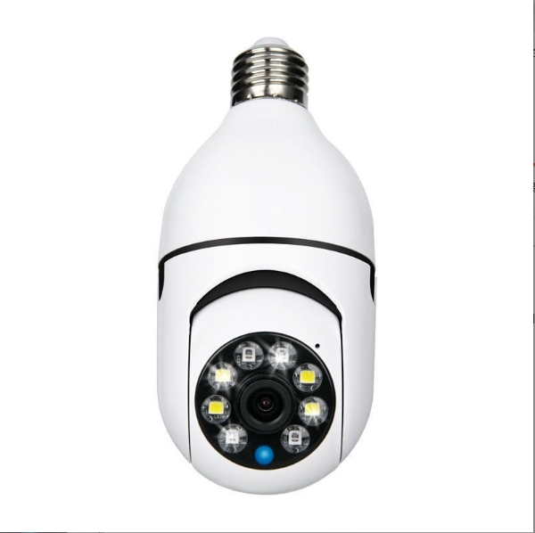 Cámara de seguridad con bombilla de visión nocturna a todo color HD WIFI inalámbrica E27, cámara de seguridad para el hogar con detección de puntos ciegos de 360 ​​grados.