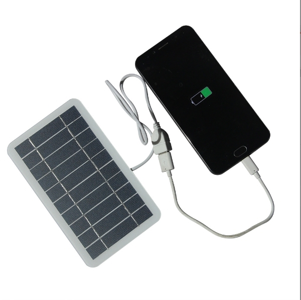Panel de carga solar de 2 W y 5 V para exteriores, cargador de batería externa para teléfono móvil