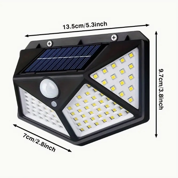 Luz solar con sensor de 100 LED, luz nocturna para jardín, iluminación de carretera, luz con sensor de cuerpo humano