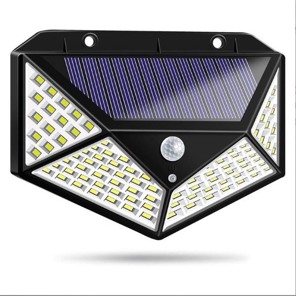 Luz solar con sensor de 100 LED, luz nocturna para jardín, iluminación de carretera, luz con sensor de cuerpo humano