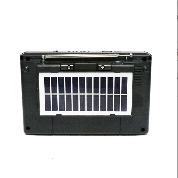 Radio portátil retro multibanda con Bluetooth y carga solar.
