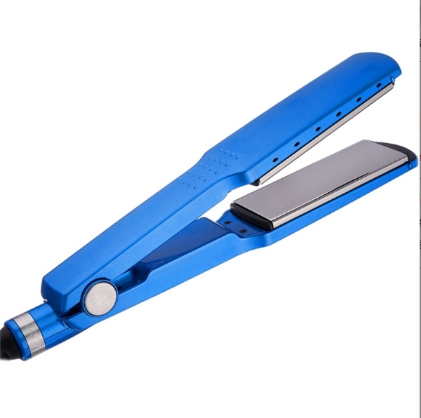 Plancha de pelo de iones negativos azules de placa mediana ancha con ajuste de temperatura de 5 velocidades
