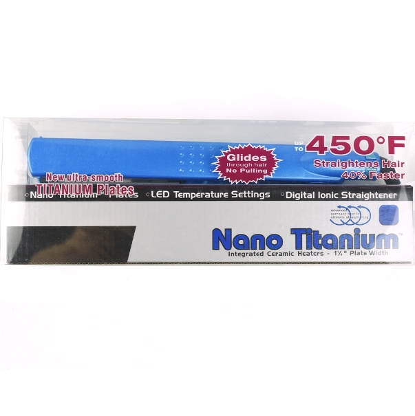 Plancha de pelo de iones negativos azules de placa mediana ancha con ajuste de temperatura de 5 velocidades