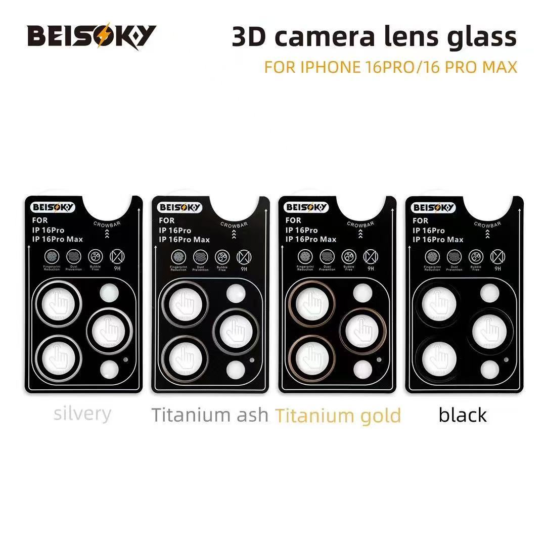 BEISOKY New Arrival Anti-Scratch Aluminum Alloy Metal Frame Lens Cover With Locator 3D Camera Lens Glass for Iphone 16 16 Plus