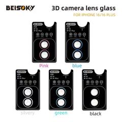 BEISOKY New Arrival Anti-Scratch Aluminum Alloy Metal Frame Lens Cover With Locator 3D Camera Lens Glass for Iphone 16 16 Plus