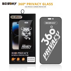 BEISOKY 9H Factory Dust Proof 360 Privacy ESD Anti-peeping Screen Protector for Iphone 13 14 15 16 Pro Max Anti Spy Tempered Glass