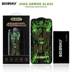 BEISOKY Custom Logo Premium Anti Shock Strength 45KG Ultra Strong ESD Tempered Glass Screen Protector for iPhone 16E 16 Pro Max