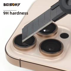 BEISOKY Anti Scratch Easy to Install Sapphire Crystal Camera Lens Protector PVD Camera Lens Glass for iPhone 16 15 14 13 PRO MAX