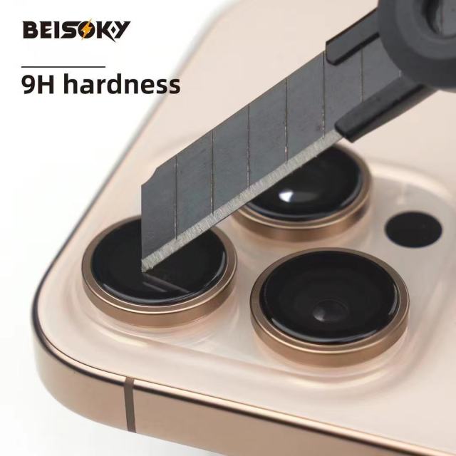 BEISOKY Anti Scratch Easy to Install Sapphire Crystal Camera Lens Protector PVD Camera Lens Glass for iPhone 16 15 14 13 PRO MAX