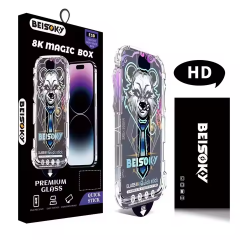 BEISOKY Wholesale 9H HD Clear Full Glue Tempered Glass With Easy Install Tool Frame Anti Static for IPhone 16 15 Pro Max Screen Protector