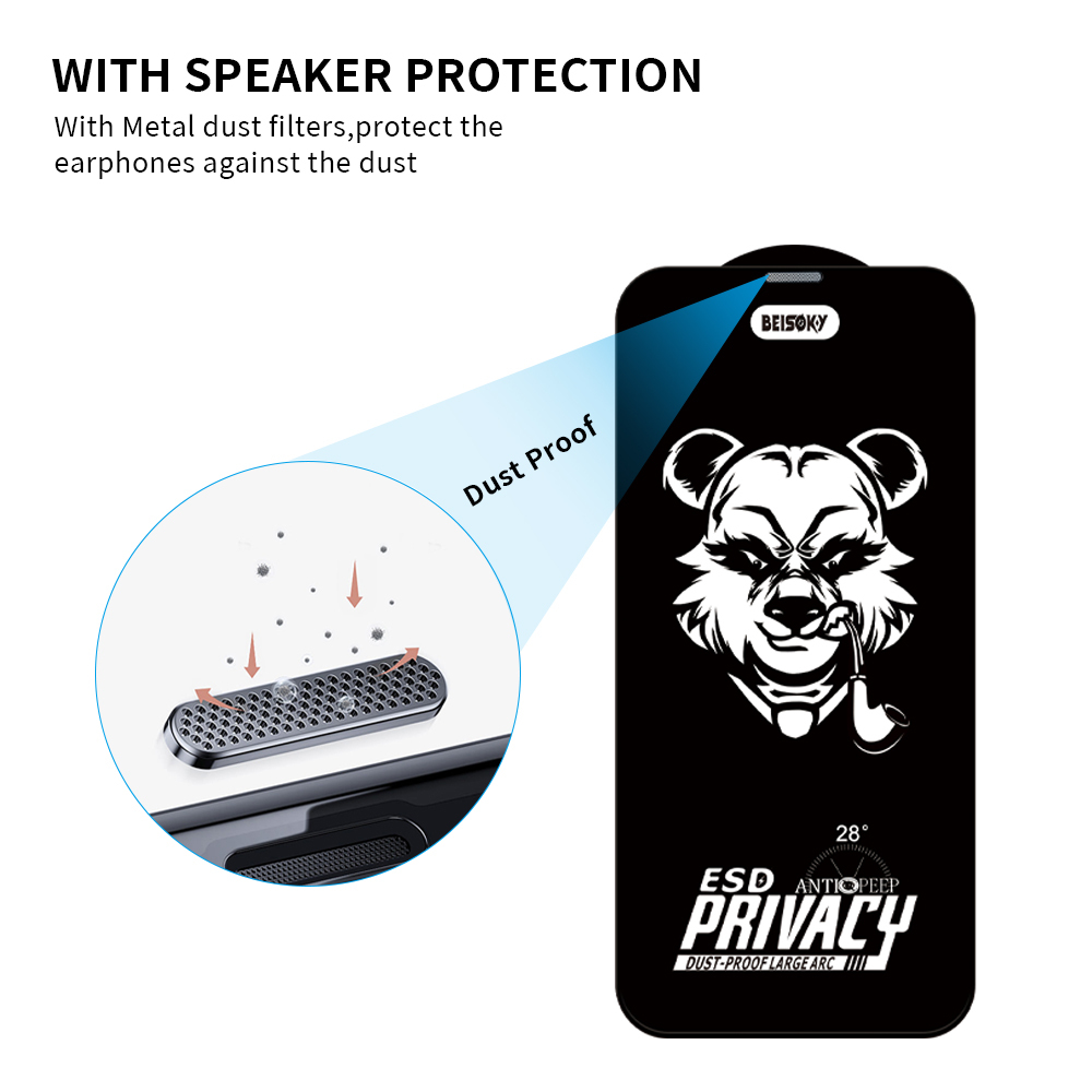 BEISOKY Full Cover Mobile Phone 28 Degree Privacy Anti-spy Tempered Glass Privacy Screen Protector Film for iphone 13 14 15 16
