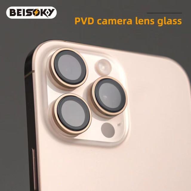 BEISOKY Anti Scratch Easy to Install Sapphire Crystal Camera Lens Protector PVD Camera Lens Glass for iPhone 16 15 14 13 PRO MAX