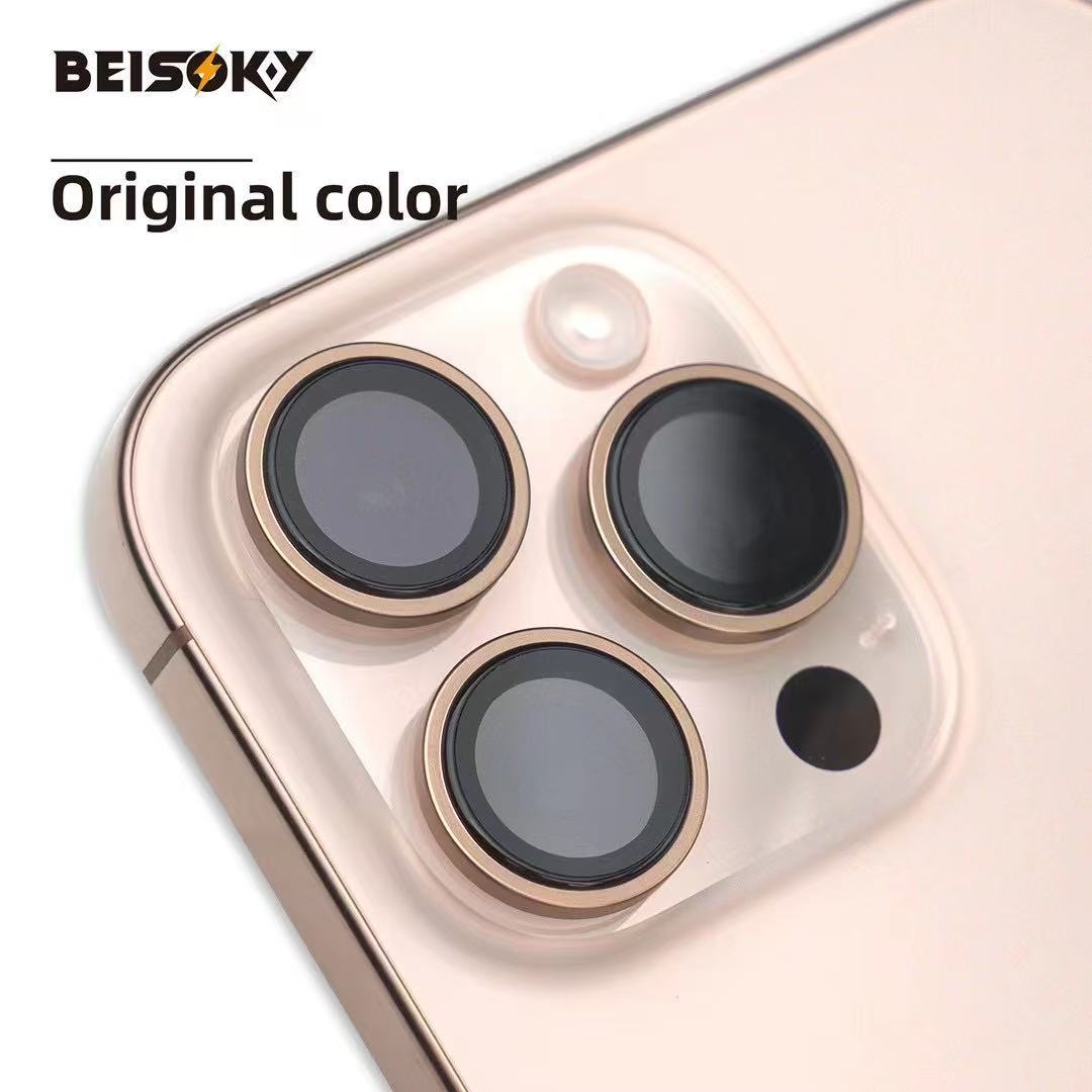 BEISOKY Anti Scratch Easy to Install Sapphire Crystal Camera Lens Protector PVD Camera Lens Glass for iPhone 16 15 14 13 PRO MAX