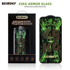 BEISOKY Custom Logo Premium Anti Shock Strength 45KG Ultra Strong ESD Tempered Glass Screen Protector for iPhone 16E 16 Pro Max
