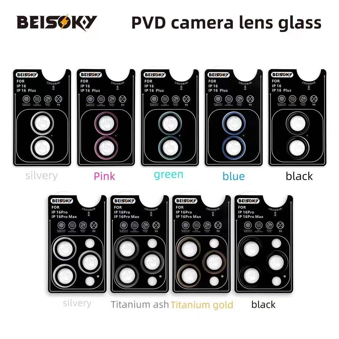 BEISOKY Anti Scratch Easy to Install Sapphire Crystal Camera Lens Protector PVD Camera Lens Glass for iPhone 16 15 14 13 PRO MAX