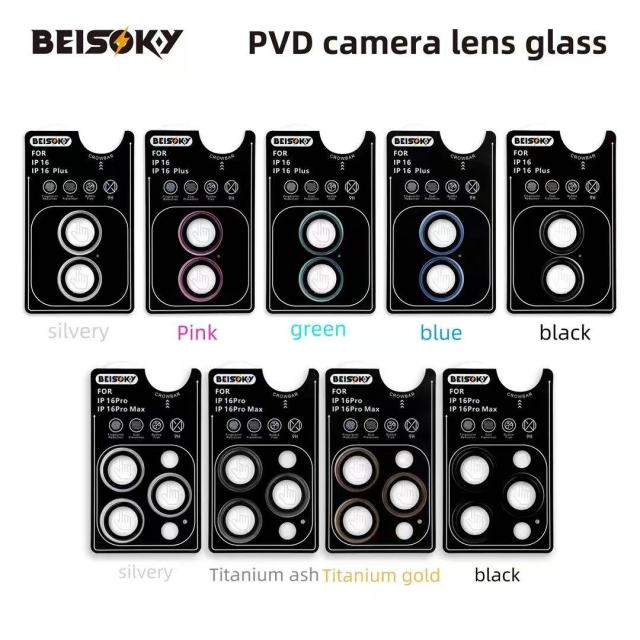 BEISOKY Anti Scratch Easy to Install Sapphire Crystal Camera Lens Protector PVD Camera Lens Glass for iPhone 16 15 14 13 PRO MAX