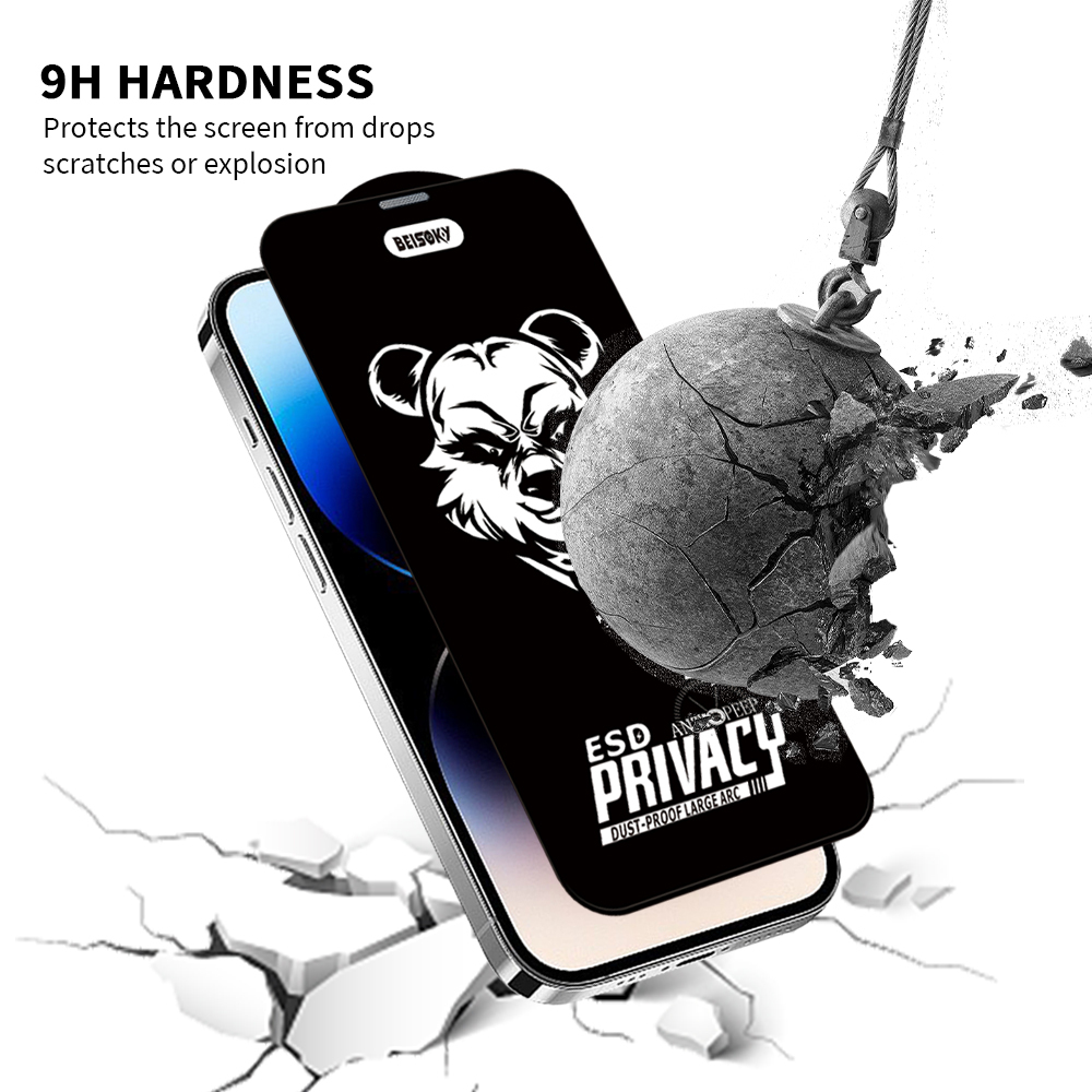 BEISOKY Full Cover Mobile Phone 28 Degree Privacy Anti-spy Tempered Glass Privacy Screen Protector Film for iphone 13 14 15 16