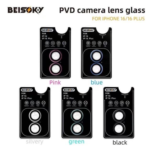 BEISOKY Anti Scratch Easy to Install Sapphire Crystal Camera Lens Protector PVD Camera Lens Glass for iPhone 16 15 14 13 PRO MAX