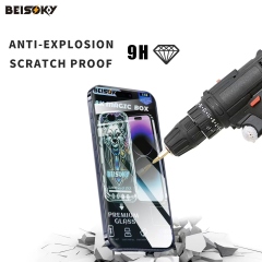 BEISOKY Wholesale 9H HD Clear Full Glue Tempered Glass With Easy Install Tool Frame Anti Static for IPhone 16 15 Pro Max Screen Protector