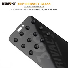BEISOKY 9H Factory Dust Proof 360 Privacy ESD Anti-peeping Screen Protector for Iphone 13 14 15 16 Pro Max Anti Spy Tempered Glass