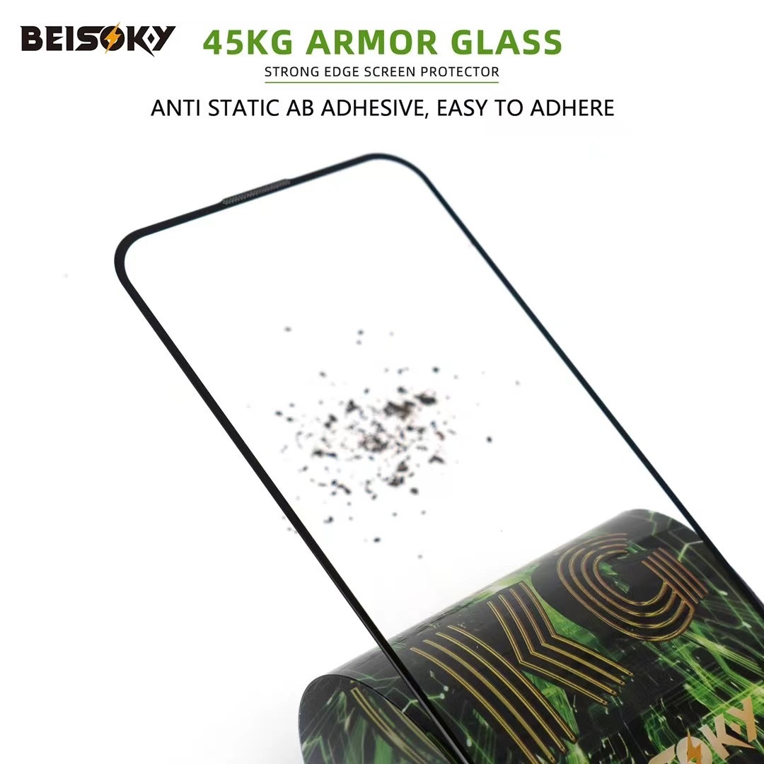 BEISOKY Custom Logo Premium Anti Shock Strength 45KG Ultra Strong ESD Tempered Glass Screen Protector for iPhone 16E 16 Pro Max