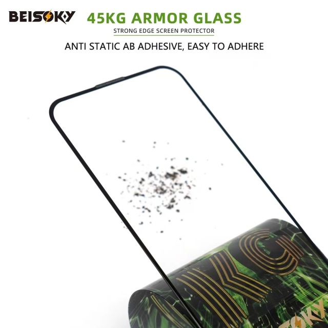 BEISOKY Custom Logo Premium Anti Shock Strength 45KG Ultra Strong ESD Tempered Glass Screen Protector for iPhone 16E 16 Pro Max