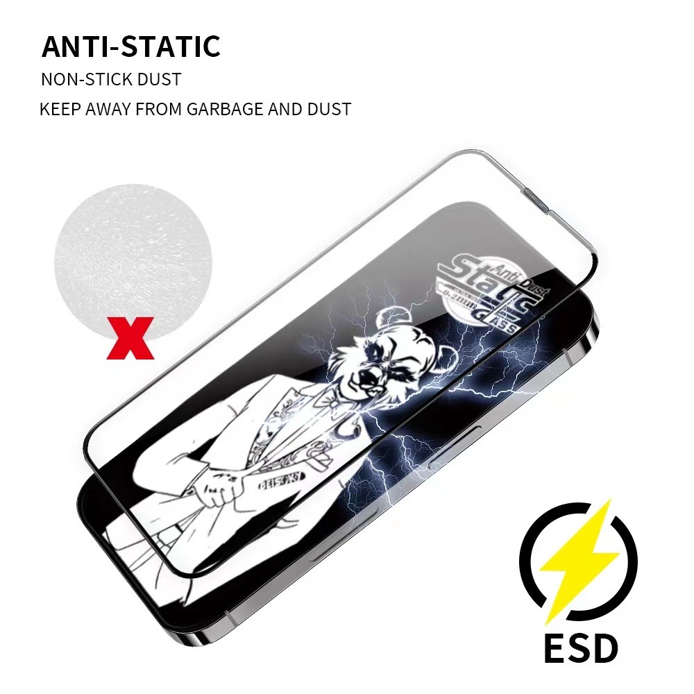 BEISOKY High Quality Anti Static 0.2mm Ultra-thin with Dust Filters Tempered Glass Screen Protector for iphone 16 15 14 13 12 11 Pro Max