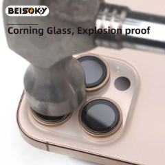 BEISOKY Anti Scratch Easy to Install Sapphire Crystal Camera Lens Protector PVD Camera Lens Glass for iPhone 16 15 14 13 PRO MAX